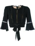 three-quarters sleeve cropped blouse