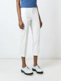 pleated slim cropped trousers