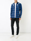 stars print checked shirt 