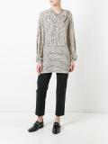 draped neck striped blouse