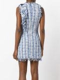 fringe-hem plaid dress