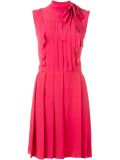 pleated tie-neck dress