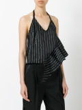 striped ruffle trim top 