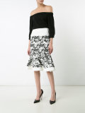 floral jacquard trumpet skirt