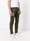patch embellished trousers