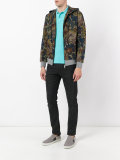 floral print zipped hoodie