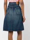 draped A-line denim skirt