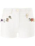 pin embellished denim shorts