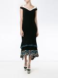 off-shoulder embroidered dress