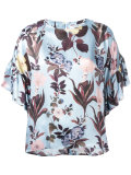 printed ruffle sleeve top