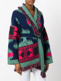 multi figures frayed trim cardi-coat 