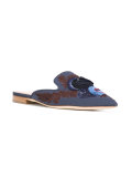 embroidered flat mules