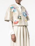 appliquéd floral jacquard jacket