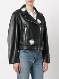 daisy embellished biker jacket