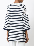 striped V-neck jumper