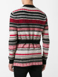 multi-pattern belted cardigan