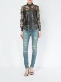 denim buttoned blazer