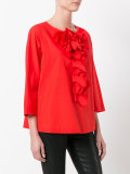 ruffle front blouse