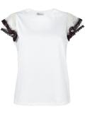 sheer ruffled sleeves T-shirt