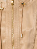 collarless bomber style coat