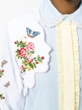 floral and face embroidered shirt