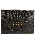 embossed crocodile effect clutch