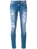 distressed cropped skinny jeans