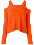 cut-off shoulders knitted blouse