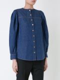 collarless denim short