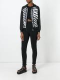 striped print zipped hoodie