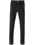 cross print detail slim-fit jeans