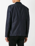 faille-trimmed denim blazer