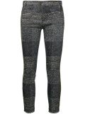 lurex and leather panel trousers