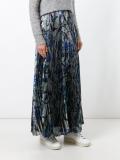 long pleated lamé skirt