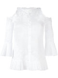 lace insert cold-shoulder blouse