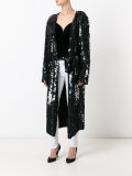 belted sequin duster coat