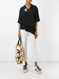 ruffle trim asymmetric hem shirt