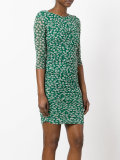ruched leaf print dress