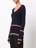 striped v-neck jumper