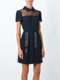 sheer panel pleated dress