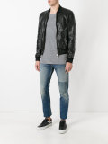 patchwork detail tapered jeans