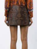 embroidered leather mini skirt
