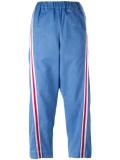 side stripe denim trousers