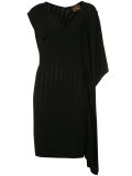 asymmetric sleeves V-neck dress