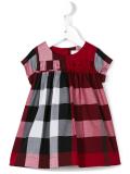 gathered front panel check dress