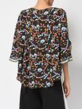 printed ruffle trim blouse