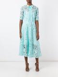 berry lace neck tie dress