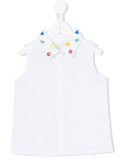 embroidered collar sleeveless shirt