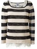 lace detailing striped blouse