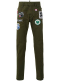 patch embellished trousers